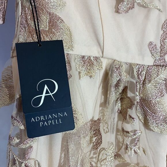 ADRIANNA PAPELL MOTHER OF THE BRIDE MAXI DRESS NWT TAUPE EMBELLISHED SIZE 4 - Picture 6 of 14